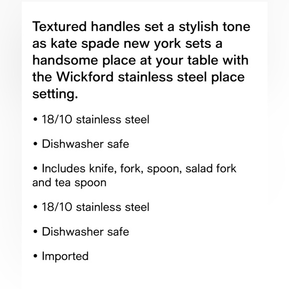 New Kate Spade Wickford 20 Piece Flatware Service for 4 - Picture 8 of 8